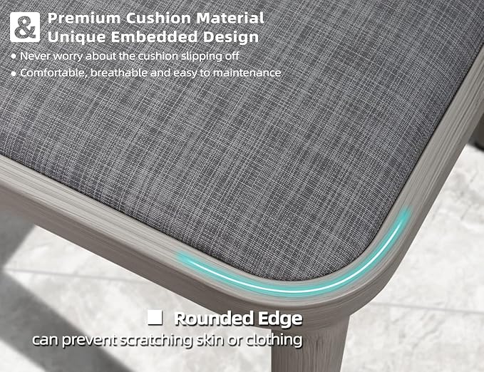 PURPLE LEAF 5 Pieces Outdoor Dining Set All-Weather Wicker Outdoor Patio Furniture with Table All Aluminum Frame for Lawn Garden Backyard Deck Patio Dining Set with Cushions, Grey