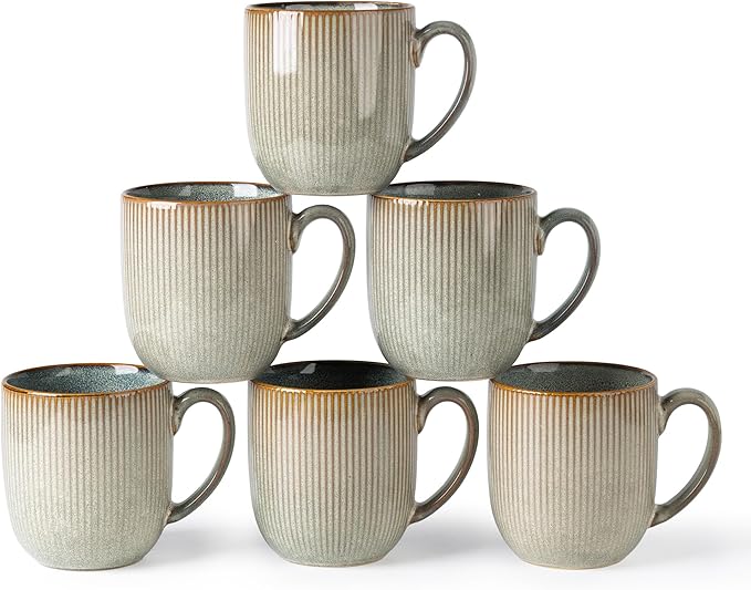 GBHOME Ceramic Coffee Mugs Set of 6, 12oz Handmade Ceramic Coffee Mugs Set with Gradient color for Latte/Tea/Beer/Hot Cocoa, Dishwasher & Microwave Safe