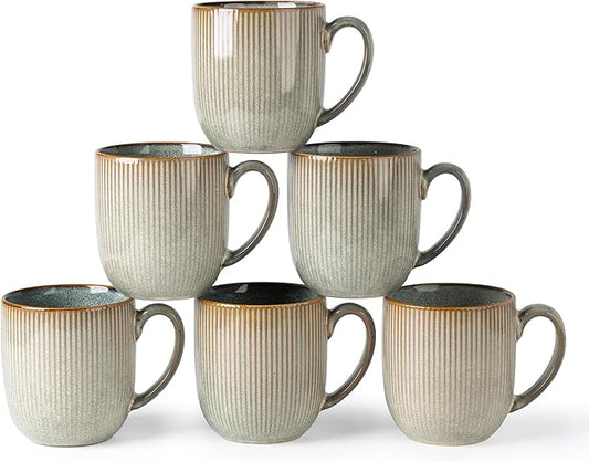 GBHOME Ceramic Coffee Mugs Set of 6, 12oz Handmade Ceramic Coffee Mugs Set with Gradient color for Latte/Tea/Beer/Hot Cocoa, Dishwasher & Microwave Safe