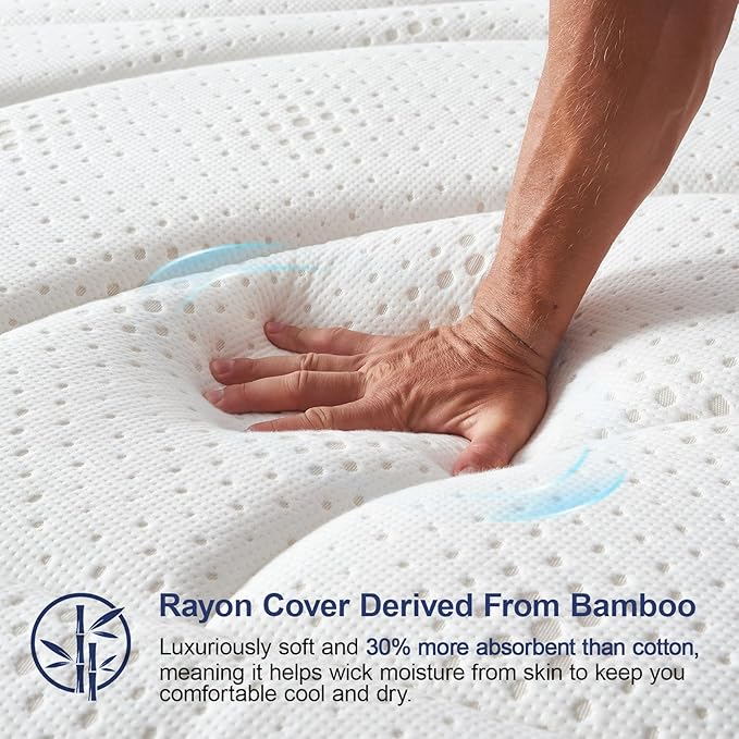 Suiforlun King Mattress, 14 Inch Hybrid Gel Memory Foam and Pocket Coils Innerspring, Euro Top Luxury King Bed Mattress with 7 Premium Layers, Pressure Relief, CertiPUR-US Certified, 80"x76"x14"