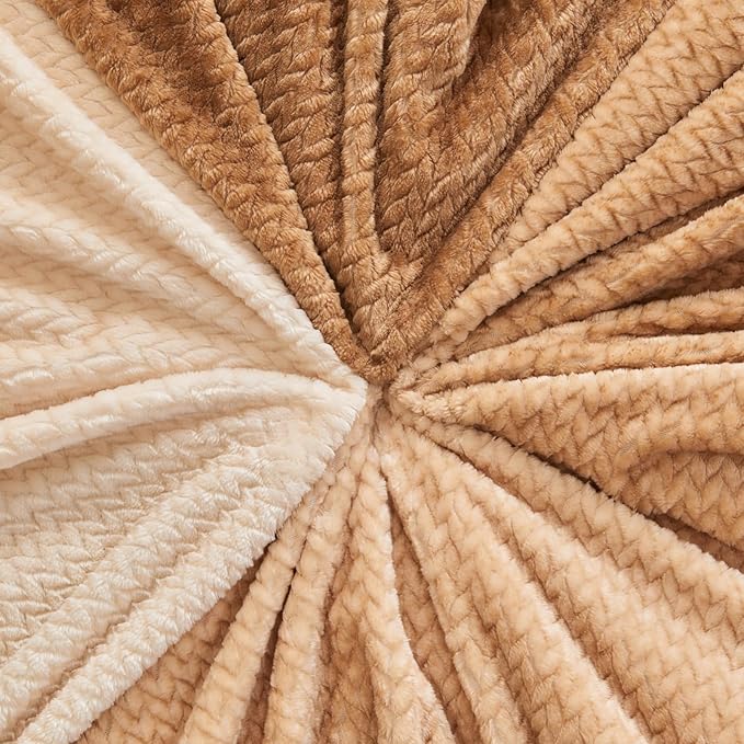 NEWCOSPLAY Super Soft Throw Blanket Ombre Brown Premium Silky Flannel Fleece Leaves Pattern Lightweight Bed Blanket All Season Use (Ombre Brown, Throw(40"x50"))