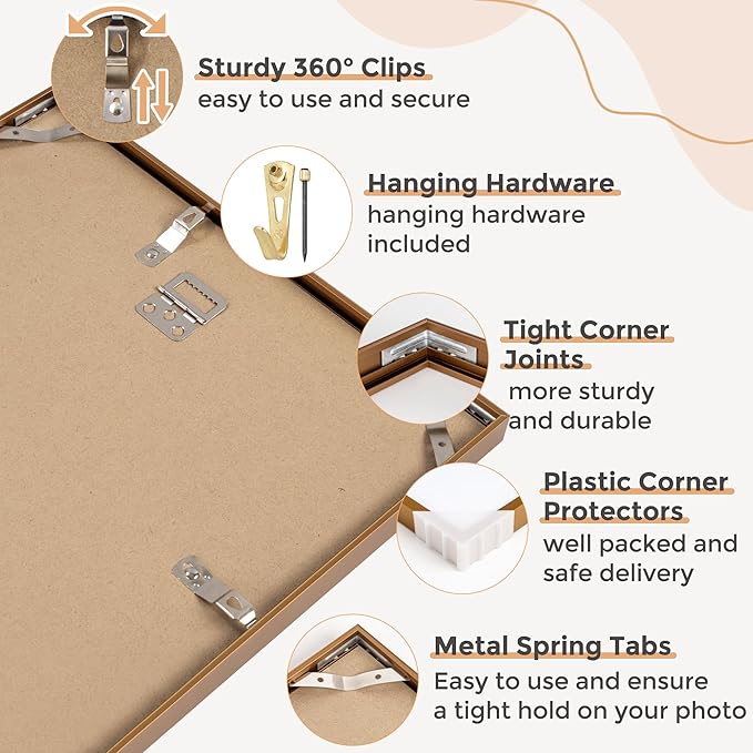 24x30 Metal Picture Frame for Wall With Mat for 18x24, 24''x30'' Aluminum Photo Frames With Tempered Glass for Home Decor, Minimalist Modern Poster Frame Horizontal And Vertical Formats, Bronze