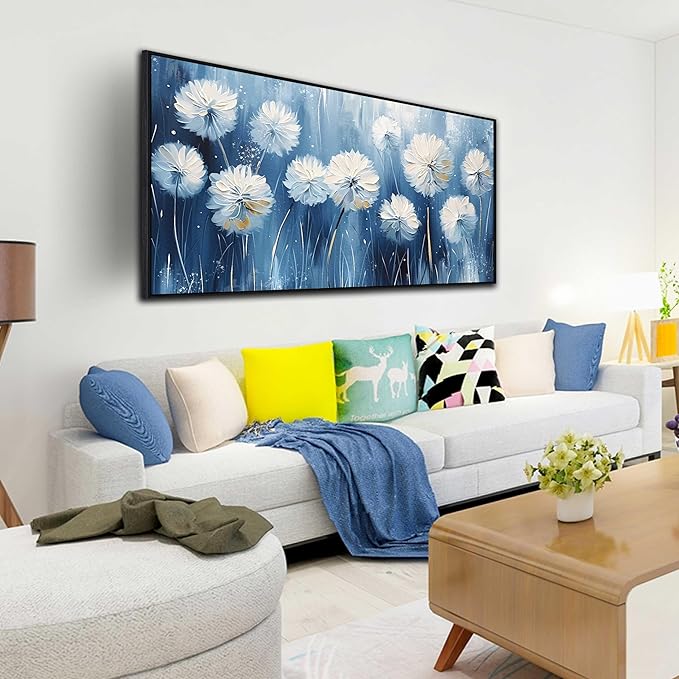 Dandelion Art Wall Decor -Flower Wall Art for Bedroom - Large Picture Frames for Wall Size 29"x 59"