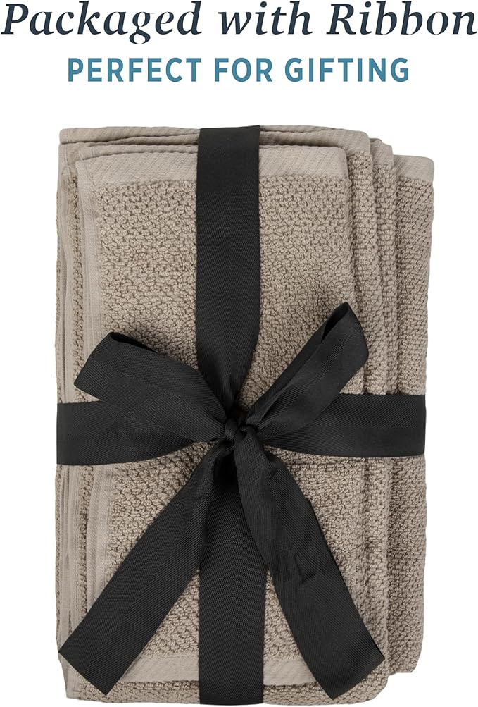 Welhome Franklin 100% Cotton Popcorn Textured Towel Set - 6 Piece 600 GSM, Soft & Plush, 2 Bath Towels, 2 Hand Towels, 2 Washcloths, Taupe
