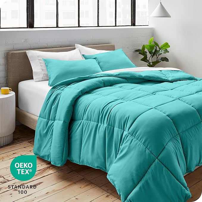 Bare Home Comforter Set - Twin/Twin Extra Long Size - Ultra-Soft - Goose Down Alternative - Premium 1800 Series - All Season Warmth (Twin/Twin XL, Turquoise)