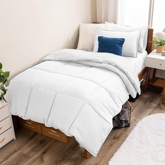Bare Home Comforter Set - Ultra-Soft - Goose Down Alternative - Premium 1800 Series - All Season Warmth (Twin/Twin XL, White)