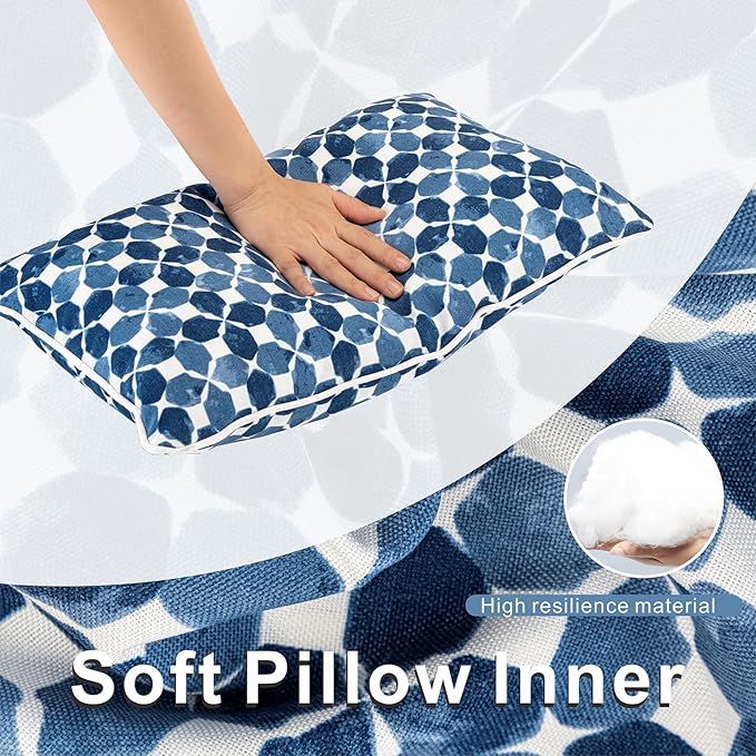 JMGBird 12×20 Inch Outdoor Lumbar Pillows Pack of 2 Colors Waterproof Throw Pillows with Insert Rectangular Decorative Garden Cushion for Home Furniture Patio Coach Sofa