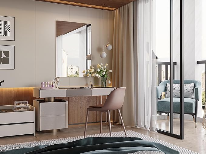 Frameless Mirror, 24"x36" Bathroom Mirrors for Over Sink, Large Tempered Glass Square Vanity Mirror, Wall Mirror for Living Room, Bedroom, Entryway, Gym, Yoga