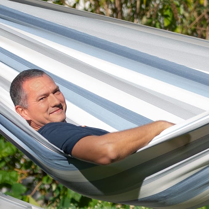 La Siesta® XL King Brisa Classic Hammock & TreeMount, Trees Beams Posts Suspension Kit- Indoor Outdoor Hammock Swing, Weather Tear Resistant, Sea Salt