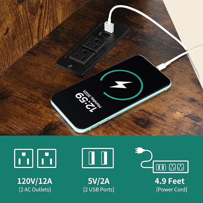 YITAHOME Corner TV Stand for TVs up to 55 Inch with Power Outlet, Modern Farmhouse Entertainment Center, Wood TV Media Console with Storage Cabinets Shelves for Living Room, Retro Brown