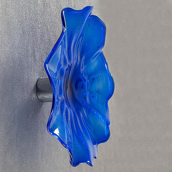 Hand Blown Glass Wall Plates Decor, Modern Unique Glass Wall Art, Murano Blown Glass Wall Art with Transparent and Easy to Clean for Staircase, Living Room, Kitchen, Hallway