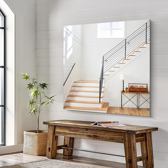 KOCUUY Large Frameless Mirror,42x42 Inch Square Bathroom Vanity Mirror for Over Sink, Upgraded Shatterproof Unframed Design for Bedroom, Living Room, Entryway