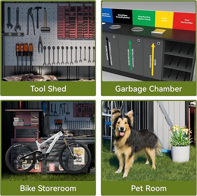 COMHOMA Shed Outdoor Storage Shed Metal,Lockable Doors Tool Sheds with Sloping Roof,Steel Garden Shed with Air Vent for Backyard,Patio,Lawn,Poolside (Grey, 8'*6')