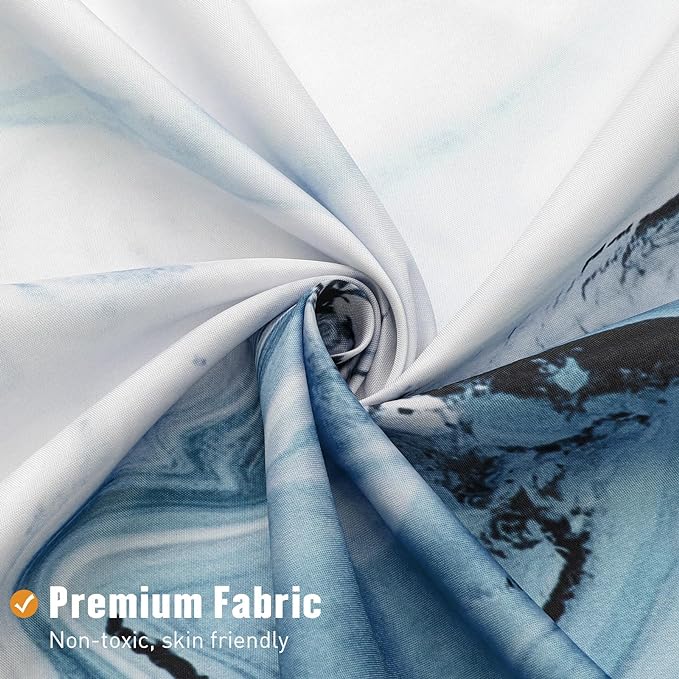 MitoVilla Blue Marble Shower Curtain, Modern Ombre Fabric Cloth Shower Curtains for Luxury Bathroom Decor, Abstract Chic Summer Watercolor Shower Curtain, 72x72