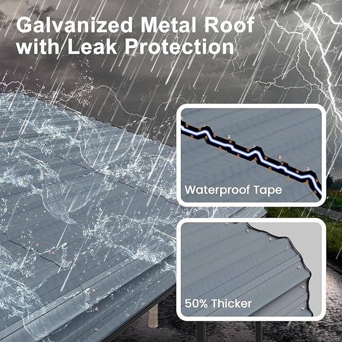 YOLENY Carport 20x40 FT, Heavy Duty Carport for Garage, Car Shelter with Galvanized Metal Roof and Frame, Easy to Install Outdoor Car Canopy, Expanding Garage Space for Pickup, 2 Cars, Gray