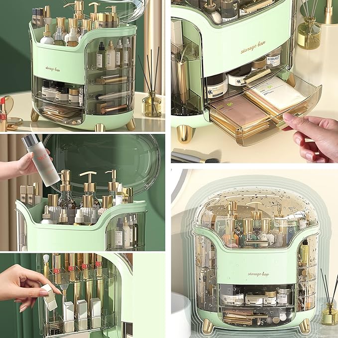 Upgrade Large Makeup Organizer Countertop Vanity Case Skin Care Cosmetic Storage Box Bathroom Counter Perfume Skincare Organizers Make Up Caddy Gift for Women Girls Clear Design Easy Visibility