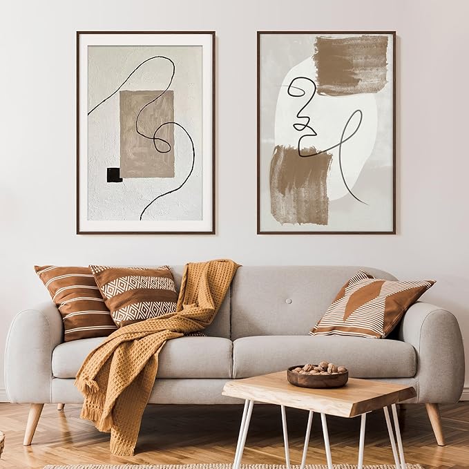 Axeman 27x40 Picture Frame with Mat for 24x36, Solid Oak Wood Poster Frame with Tempered Glass for Home Decor, Wooden 27''x40'' Minimalist Photo Frame Movie Poster Frame with Wall Hooks, Walnut