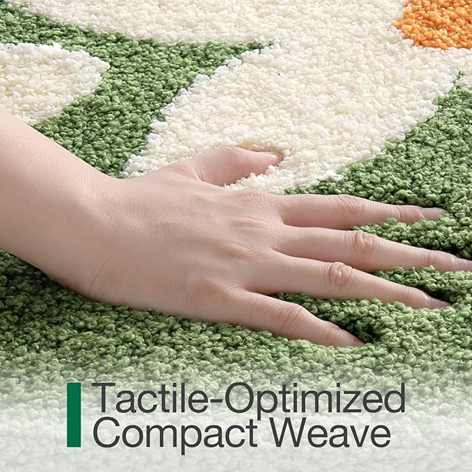 LUMI Bathroom Rug 20x32, Soft Absorbent Microfiber Bath Mats, Non-Slip Machine Wash Bath Mats for Bathroom, Shower and Bathtub Floor, Daisy