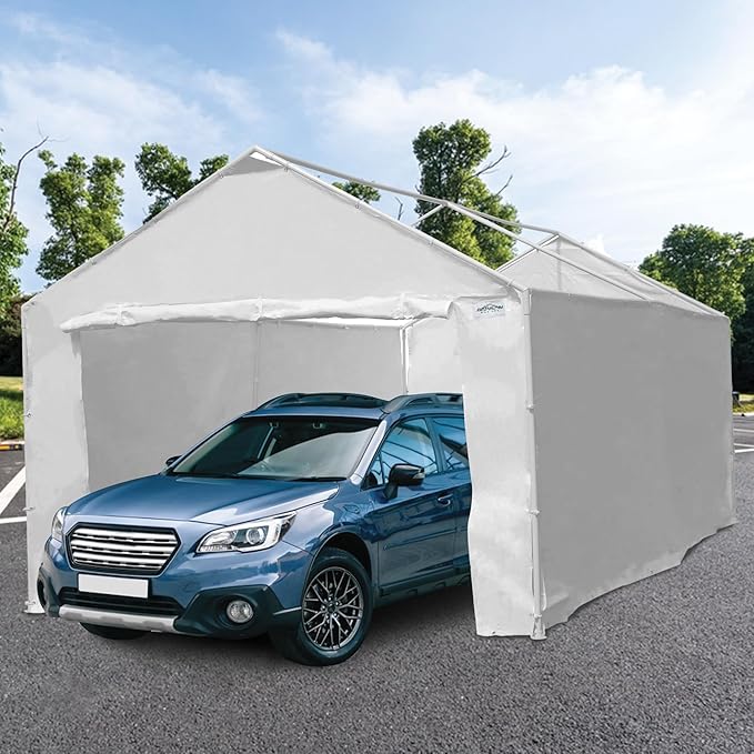 Caravan Canopy Tent Sidewalls for Domain Carport with Straps, Ideal for Garage Storage, Inflatable Garage Covering, White (Sidewalls Only)