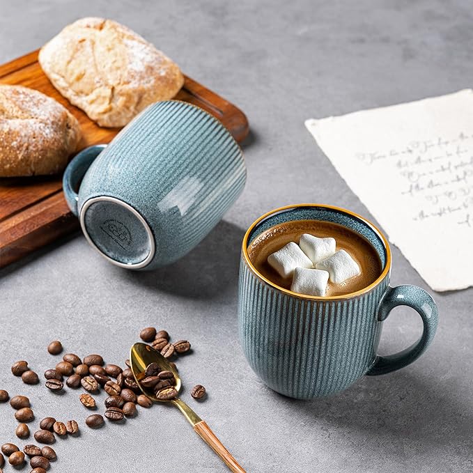 GBHOME Ceramic Coffee Mugs Set of 6, 12oz Handmade Ceramic Coffee Mugs Set with Gradient color for Latte/Tea/Beer/Hot Cocoa, Dishwasher & Microwave Safe