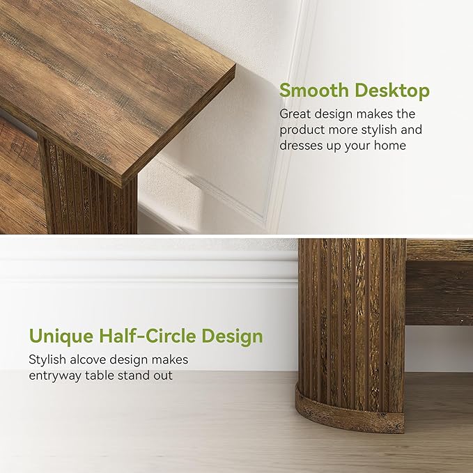 LITTLE TREE 55-Inch Modern Console Table, Narrow Sofa Table for Hallway, Wooden Entrance Table Behind The Couch for Living Room, Hallway, Entrance, Brown