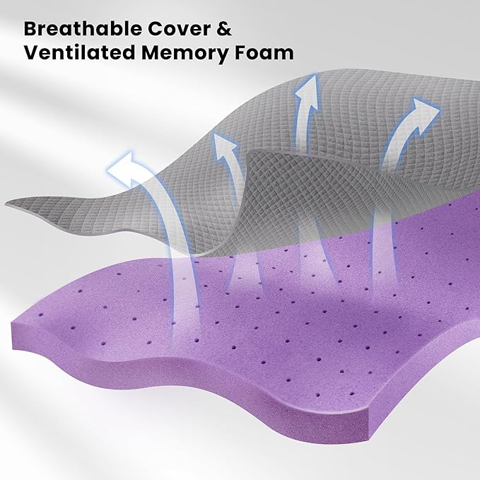 SINWEEK 3 Inch Gel Memory Foam Mattress Topper King Size, Pad for Back Pain, Bed Topper with Removable Soft Cover, CertiPUR-US Certified,Grey