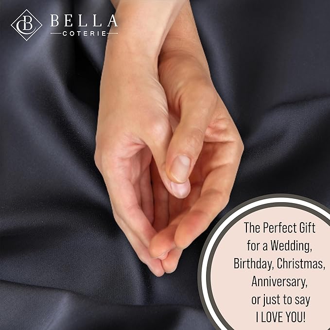 Bella Coterie Luxury Bamboo Viscose Split King Size Sheet Set | 100% Organically Grown | Ultra Soft | Cooling for Hot Sleepers | 18" Deep Pocket [Black]