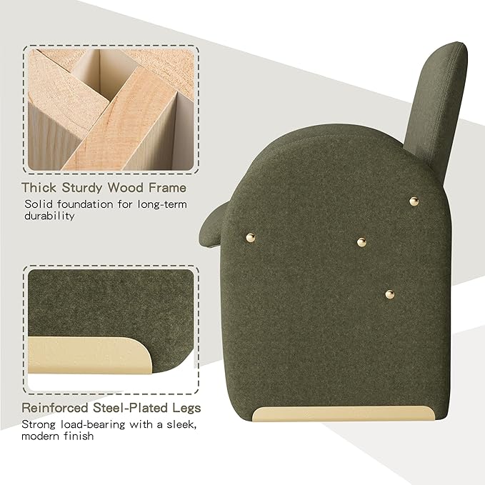 YOUTASTE Oversized Accent Chair for Living Room Bedroom Office, Upholstered Mohair Armchair with Wood Frame and Gold Metal Legs, Mid-Century Modern Comfy Lounge Chair, Green