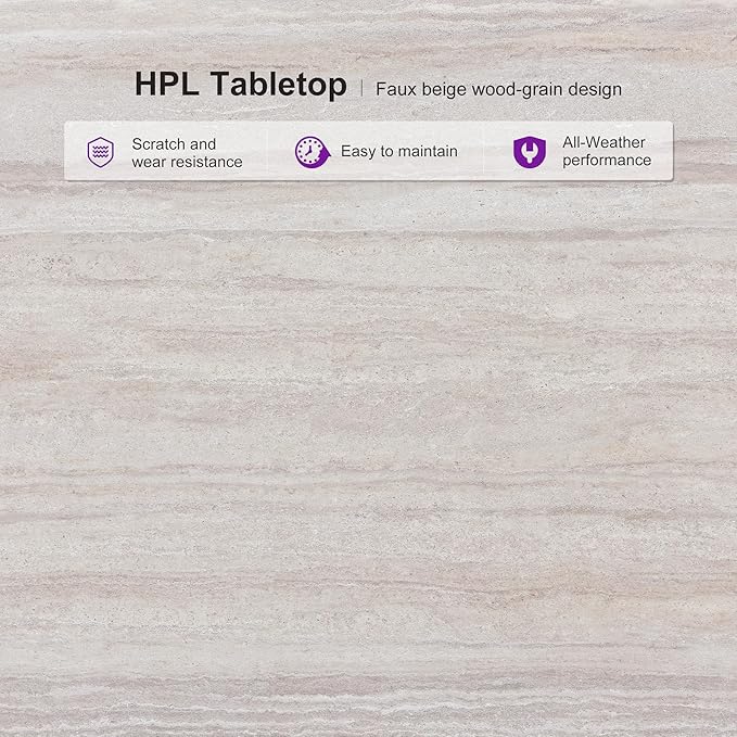 PURPLE LEAF 9 Pieces Outdoor Dining Set Patio Table and Chairs Set Aluminum Rattan Wicker Patio Dining Set for Lawn Backyard Deck Champagne