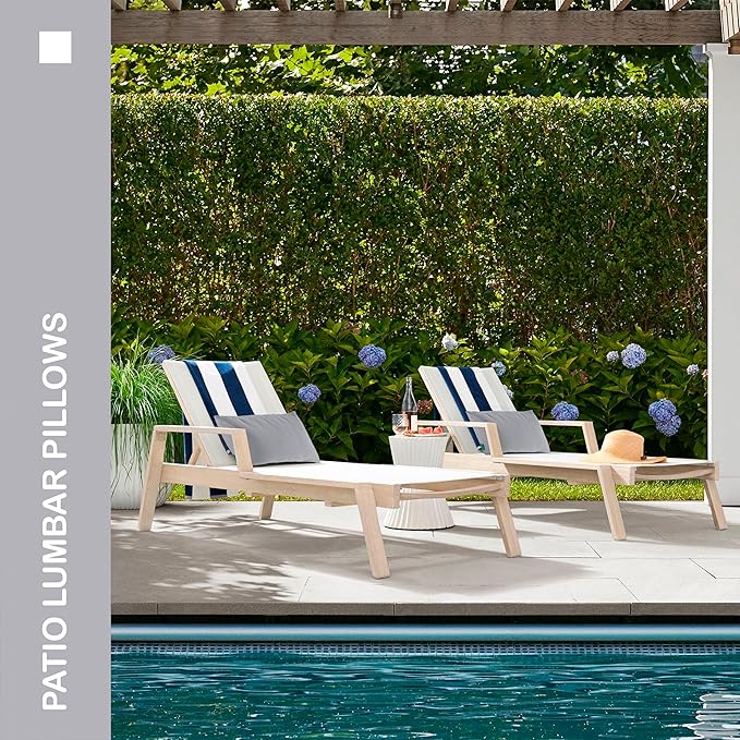 Indoor Outdoor Lumbar Pillows,Waterproof Outdoor Pillows Set of 2 for Patio Furniture,12×20 Inch,Grey