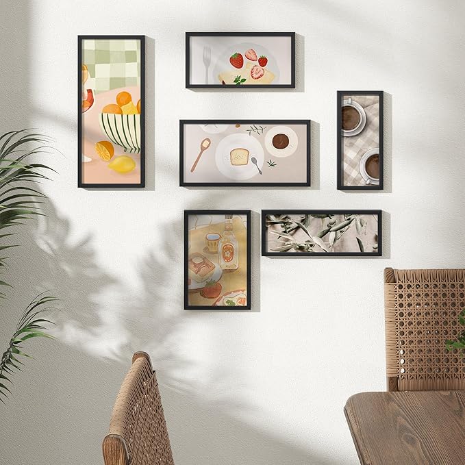 6x12 Metal Picture Frame - Black Aluminum Picture Frames with Real Glass, Wall Mounting Horizontally or Vertically, Simple and Elegant Decor for Wall Gallery Poster Photo 12x6 Frames, Black