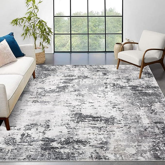 9x12 Modern Abstract Accent Rug Non Slip for Living Room Stain Resistant Throw Rug Low Pile for Bedroom Indoor Floor Cover for Office Home Decor, Green