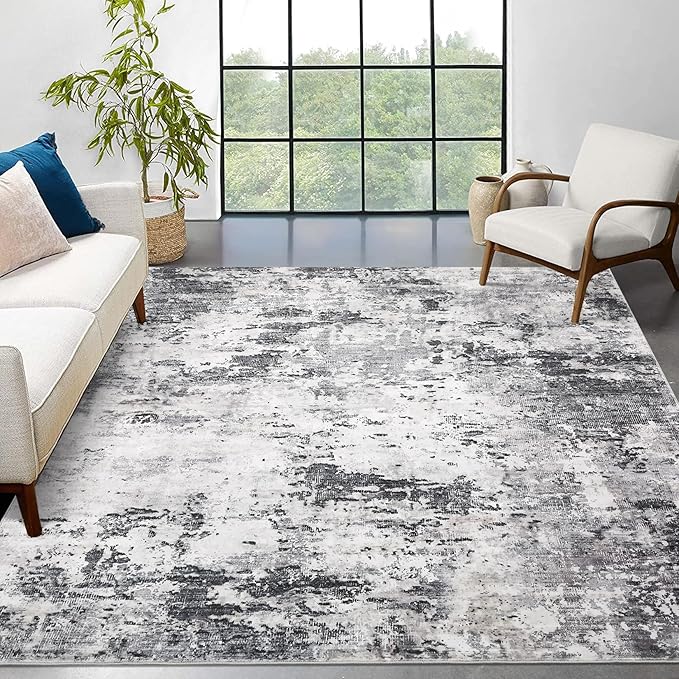 ROYHOMEWashable Rug 6x9 Modern Abstract Area Rug Non Slip Non Shedding Low Pile Stain Resistant Rug Soft Carpet for Bedroom Living Room, Green