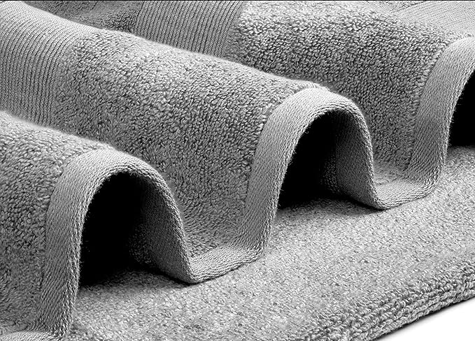 White Classic Resort Collection Soft Bath Towel Set | Luxury Hotel Plush & Absorbent Cotton | 2 Bath Towels, 2 Hand Towels and 4 Washcloths [8 Piece, Smoke Grey]