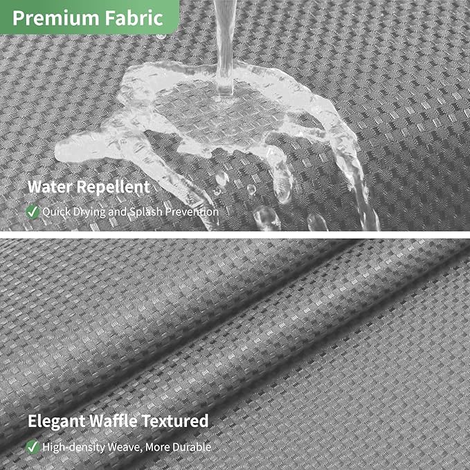 Extra Long No Hook Shower Curtain with Snap-in Fabric Liner Set,Grey Waffle Weave Shower Curtains for Bathroom,Hotel Luxury Decor Bathroom Curtain Set,Waterproof & Washable,71Wx86H