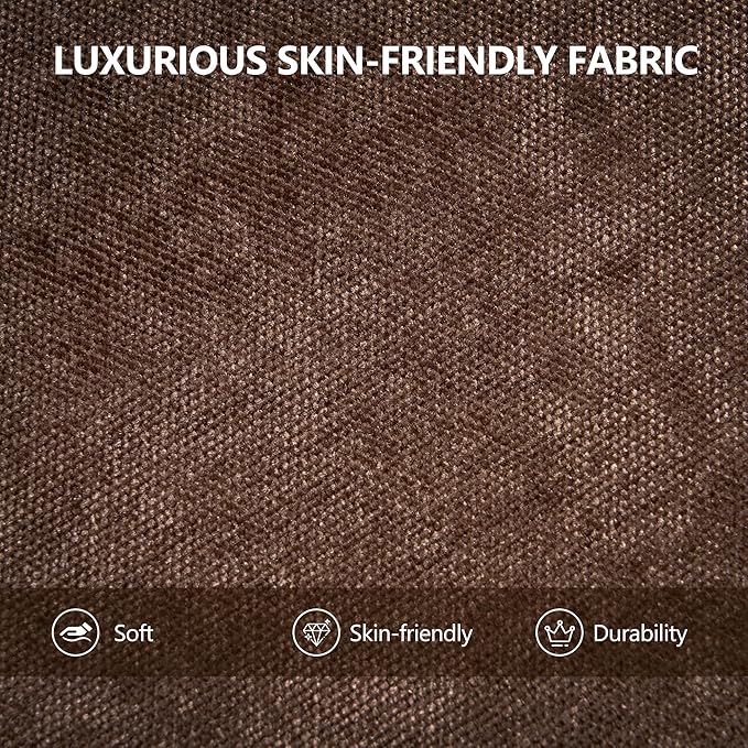 Swivel Modern Accent Chair,Luxury Fabric Upholstered Makeup Chair Comfy Barrel Chair with No Wheels,360°Rotating Vanity Armchair for Living Room Bedroom Office(Brown,Set of 2)