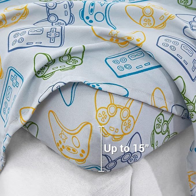 Viviland 3 Pieces Boys Grey Twin Sheet Set - Soft Microfiber Fitted Flat Sheets & Pillowcase - Game Player Paddle Printed Bedding Sets - for Kids & Toddlers