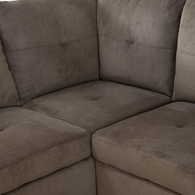 NicBex Sectional Couch 2 Pieces 66.5" L Sofa with Left Chaise Velvet L Shaped Cloud Couch for Living Room Furniture Sets with Cushion, Modular Sofa for Living Room & Small Apartment, Brown