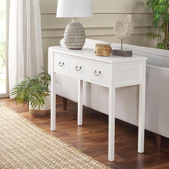 SAFAVIEH Home Collection Cindy Farmhouse White 3-Drawer Console Table