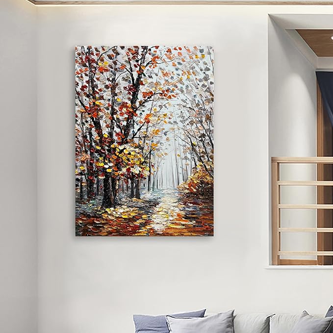 Art 40x28 inch Hand-Painted Forest Path Landscape Oil Painting Modern Art Wall Decoration