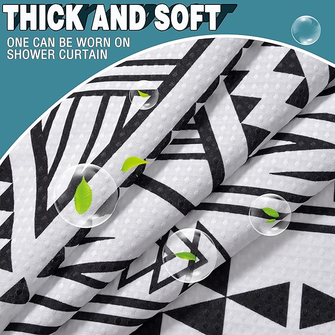 Conbo Mio No Hook Waffle Weave Shower Curtain with Snap in Liner Set, Hotel Luxury Boho Shower Curtains for Bathroom with See Through Top Window, Waterproof, Washable 71W x 74H White