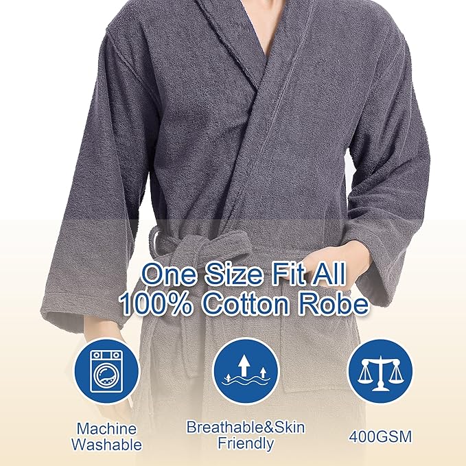 Classic Towels Bathrobe for men,Luxury Hotel Bathrobe,Cotton Terry Cloth Robe,Long Unisex Thick Plush Robe