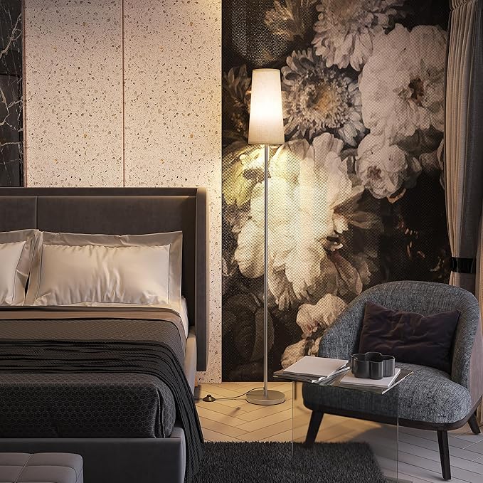 SUNMORY Floor Lamps for Living Room/Bedroom/Office, Standing Lamp with LED Bulb, 3 Color Temperature Tall Lamp, Suitable for Modern/Boho/Farmhouse and Other Home Decor Styles, Nickel Color