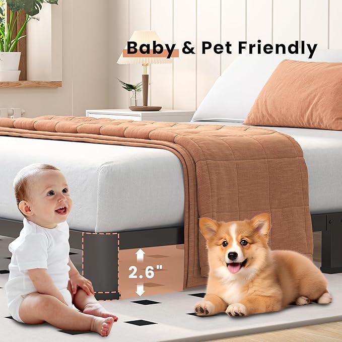 4 Inch King Heavy Duty 3500 lbs Bed Frame with Round-Corner Legs & Anti-Squeak Design – Quick Assembly Metal Platform, No Box Spring Needed