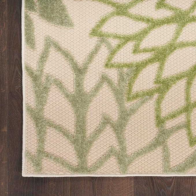 Nourison Home Aloha 4' x 6' Ivory Green Fabric Tropical Area Rug (4' x 6')