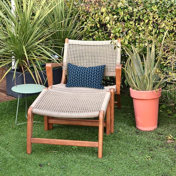 LVTXIII Set of 2 Patio Lumbar Pillows, 12”x20” Fade Resistant Outdoor Lumbar Pillow with Inners, Fluffy Decorative Garden Lumbar Cushions for Home Patio Coach Sofa Use, Herringbone Navy