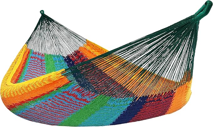 Sunnydaze Handwoven XXL Thick Cord Mayan Double Hammock for Outside - 625-Pound Capacity Heavy-Duty Outdoor Hammock - Multicolor