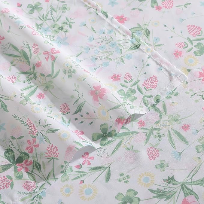 Laura Ashley Kids - Queen Sheet Set, Soft & Wrinkle-Resistant Toddler Bedding Set, Fun & Whimsical Bedroom Decor, Ideal Girl Room Essentials, Bed Sheets with Matching Pillowcases (Posey Dance Pink)