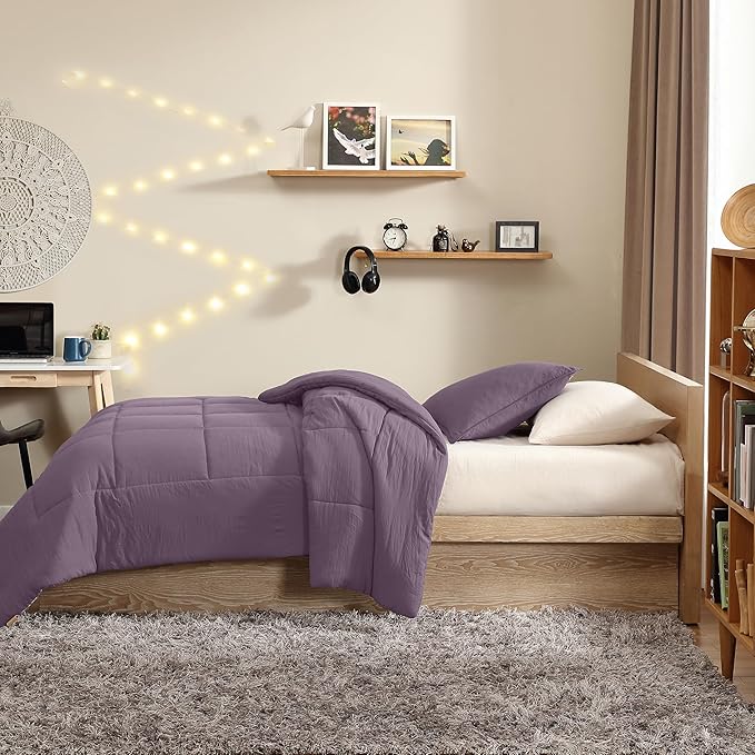 UGG Leonora Comforter Set with 1 Pillow Sham Lightweight Down Alternative Blanket All Season Washable and Hypoallergenic Bedding for College Apartment or Dorm Essentials, Twin/Twin XL, Purple Shadow
