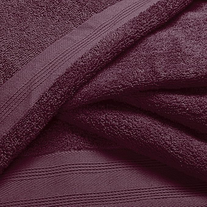 Ultra Soft 3 Pack Cotton Towel Set, Contains a Bath Towels 28x55 inch, a Hand Towels 16x24 inch & a Wash Coths 12x12 inch, Ideal Everyday use, Compact & Lightweight - Burgundy, Medium